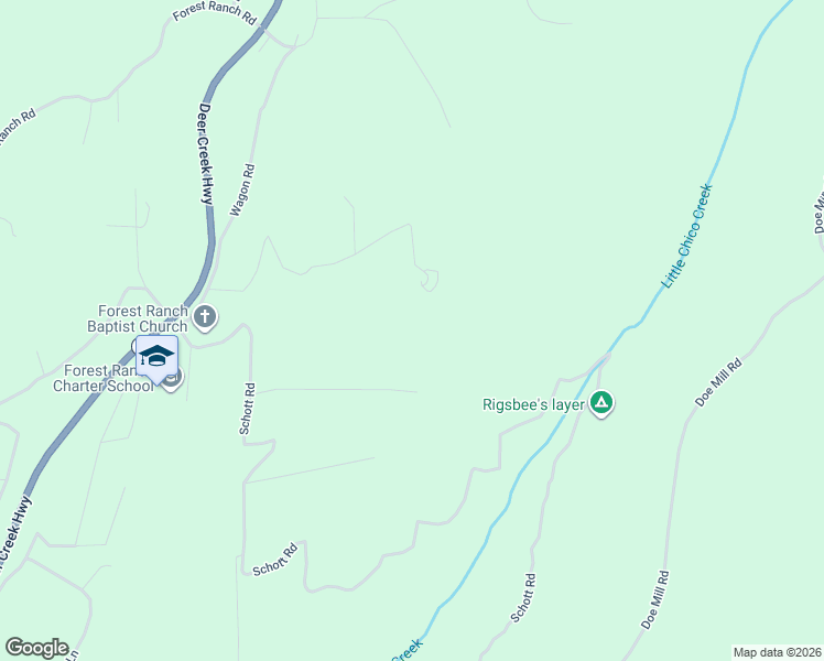 map of restaurants, bars, coffee shops, grocery stores, and more near 5005 Schott Road in Forest Ranch