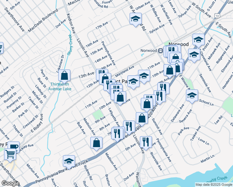 map of restaurants, bars, coffee shops, grocery stores, and more near 718 10th Avenue in Prospect Park