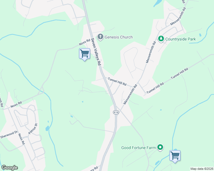 map of restaurants, bars, coffee shops, grocery stores, and more near 1488 Pennsylvania 616 in York