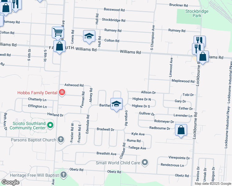 map of restaurants, bars, coffee shops, grocery stores, and more near 3710 Amwell Road West in Columbus