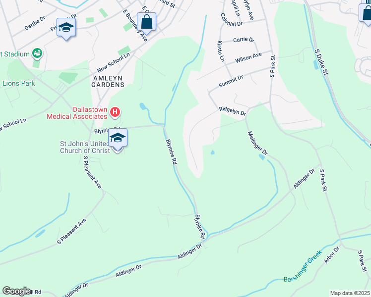 map of restaurants, bars, coffee shops, grocery stores, and more near 772 Ridgelyn Drive in Dallastown