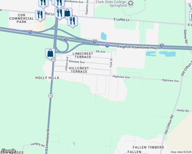 map of restaurants, bars, coffee shops, grocery stores, and more near 2677 Cleve Avenue in Springfield