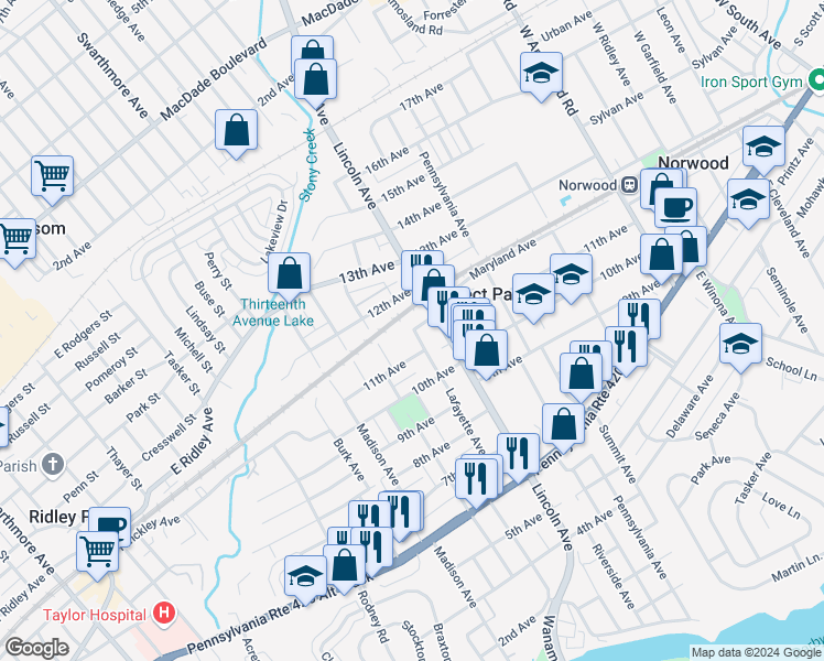 map of restaurants, bars, coffee shops, grocery stores, and more near 1156 Lafayette Avenue in Prospect Park