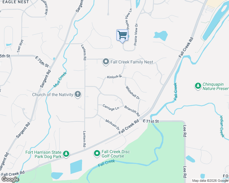 map of restaurants, bars, coffee shops, grocery stores, and more near 9008 Briarclift Rd in Indianapolis