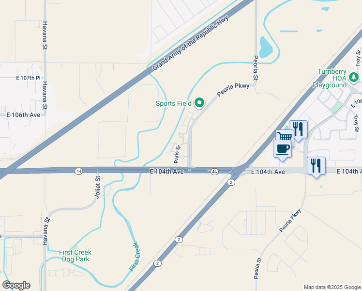 map of restaurants, bars, coffee shops, grocery stores, and more near 10517 Paris Street in Henderson