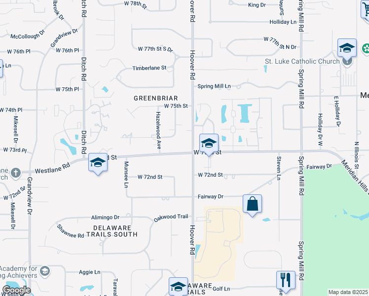 map of restaurants, bars, coffee shops, grocery stores, and more near in Indianapolis