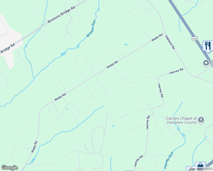 map of restaurants, bars, coffee shops, grocery stores, and more near 2 Biddlebrook Lane in Chadds Ford