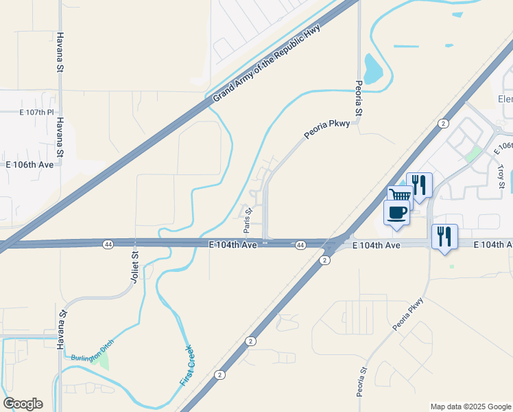 map of restaurants, bars, coffee shops, grocery stores, and more near 10517 Paris Street in Henderson