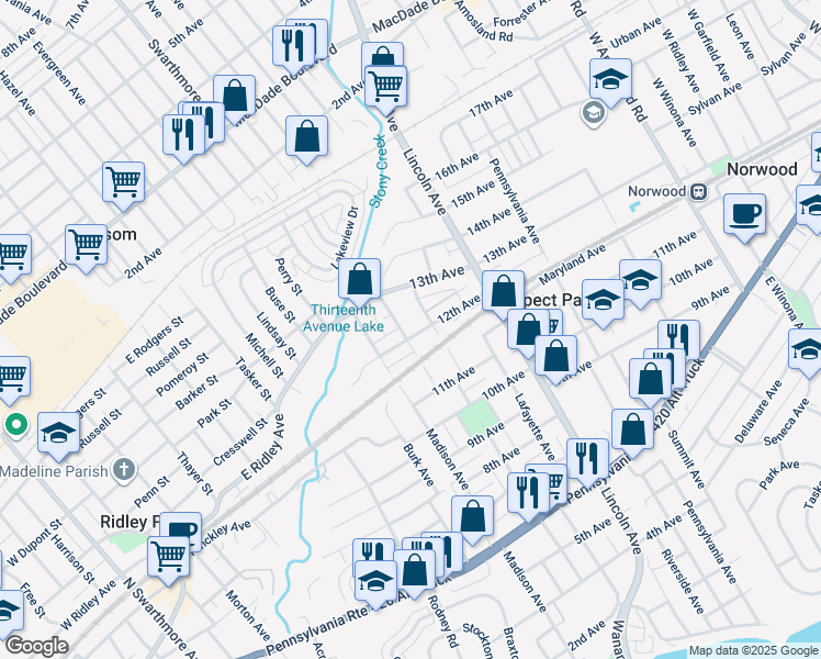 map of restaurants, bars, coffee shops, grocery stores, and more near 924 12th Avenue in Prospect Park