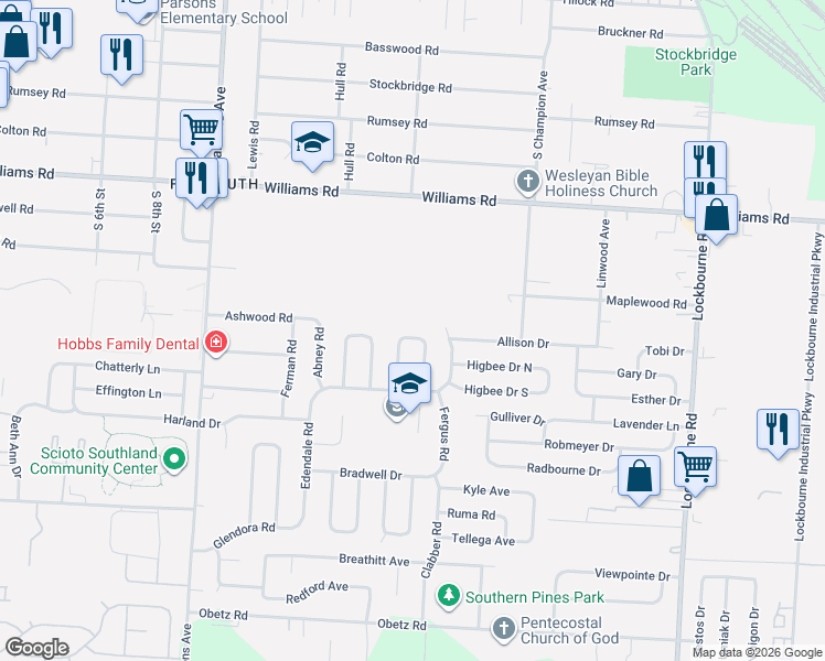 map of restaurants, bars, coffee shops, grocery stores, and more near 3721 Amwell Road West in Columbus