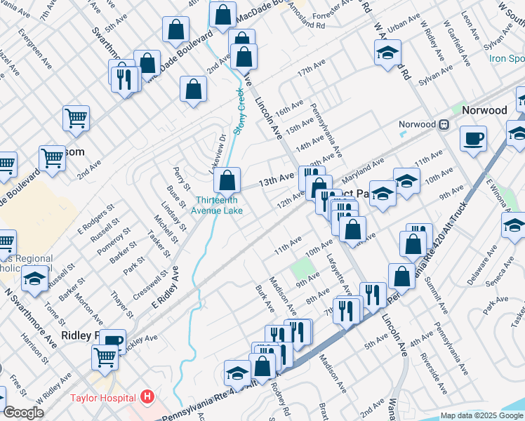 map of restaurants, bars, coffee shops, grocery stores, and more near 924 12th Avenue in Prospect Park
