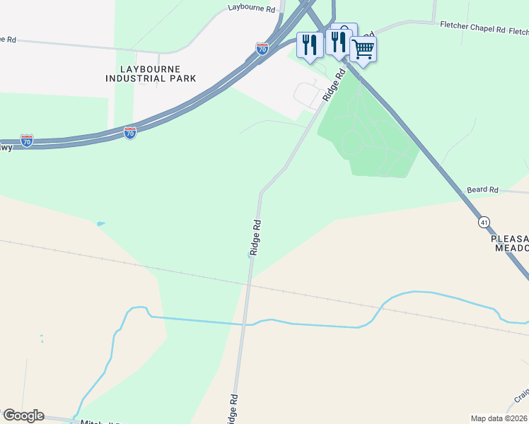 map of restaurants, bars, coffee shops, grocery stores, and more near 2212 Ridge Road in Springfield