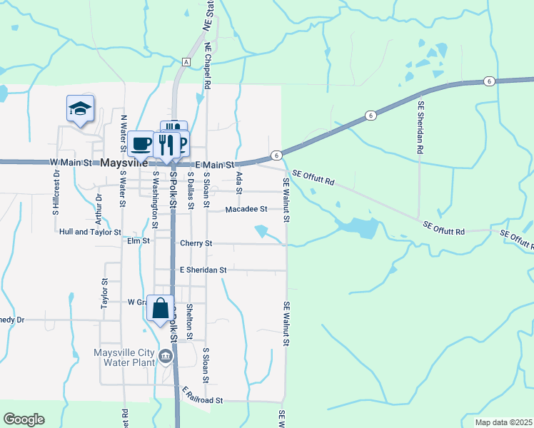 map of restaurants, bars, coffee shops, grocery stores, and more near 400 Walnut Road in Maysville