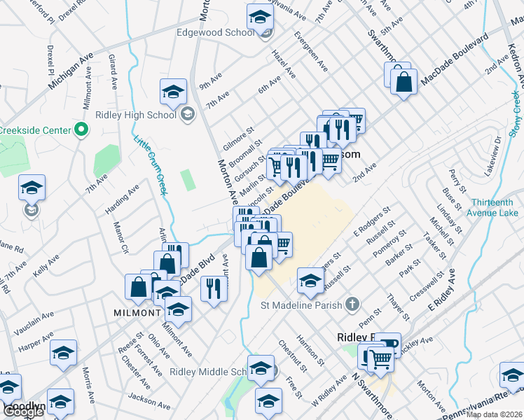 map of restaurants, bars, coffee shops, grocery stores, and more near in Folsom