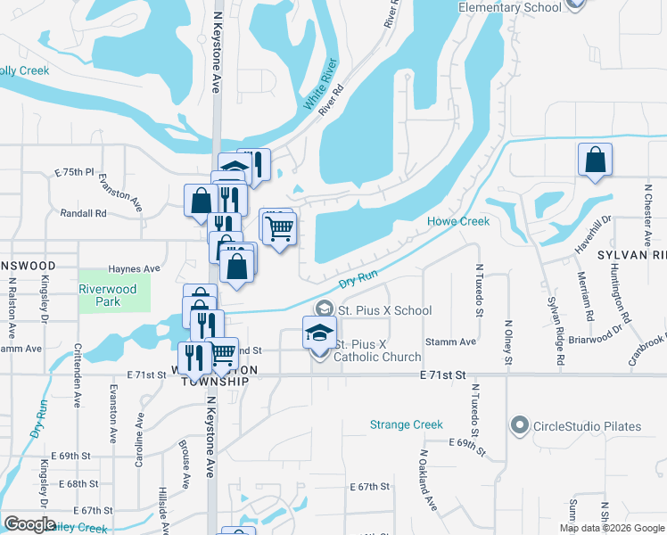 map of restaurants, bars, coffee shops, grocery stores, and more near 7188 Harbour Isle in Indianapolis