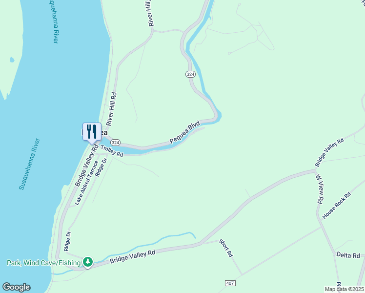 map of restaurants, bars, coffee shops, grocery stores, and more near 40 Trolley Road in Pequea