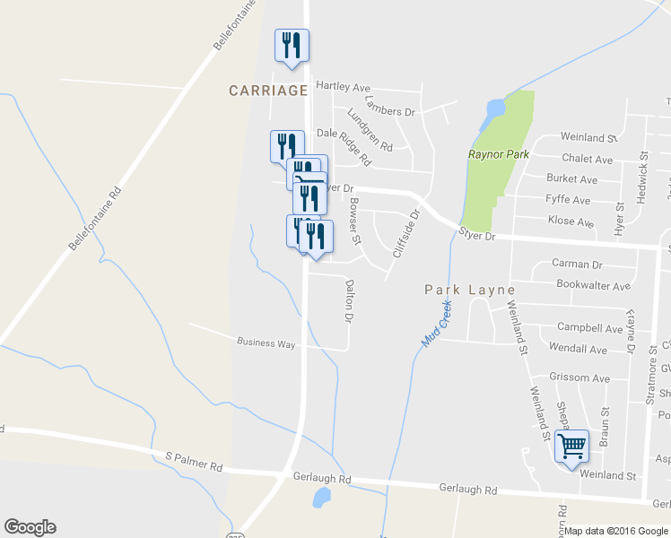 map of restaurants, bars, coffee shops, grocery stores, and more near 1795 Hocker Avenue in New Carlisle