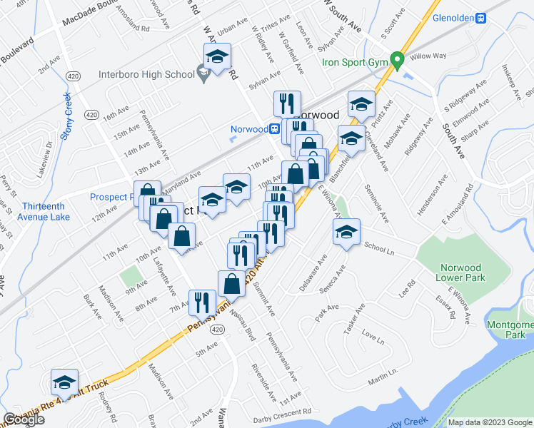 map of restaurants, bars, coffee shops, grocery stores, and more near 558 9th Avenue in Prospect Park