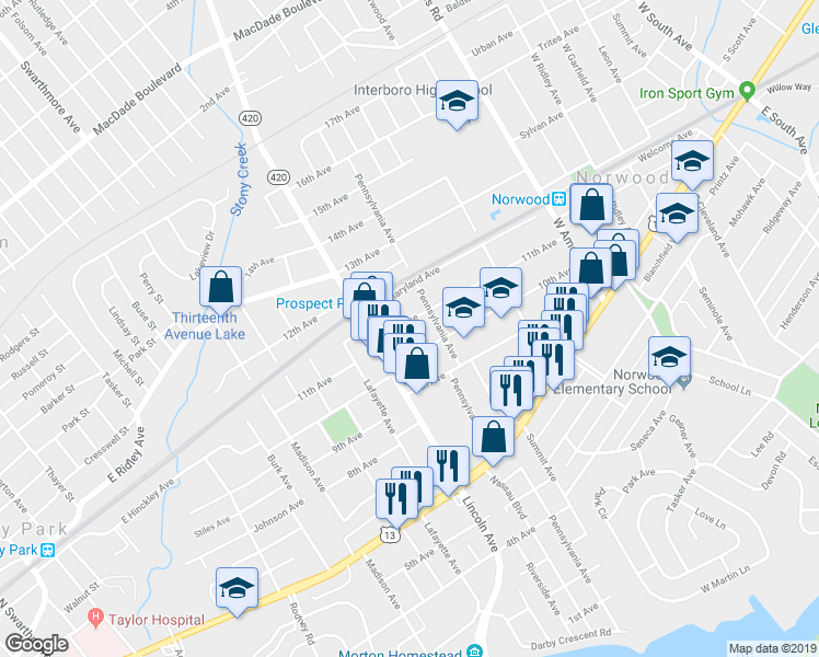 map of restaurants, bars, coffee shops, grocery stores, and more near 720 11th Avenue in Prospect Park