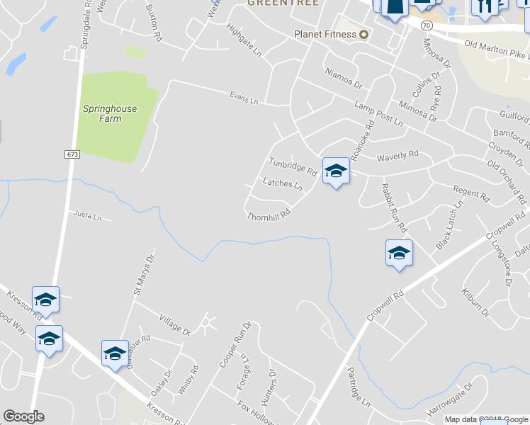 map of restaurants, bars, coffee shops, grocery stores, and more near 117 Thornhill Road in Cherry Hill