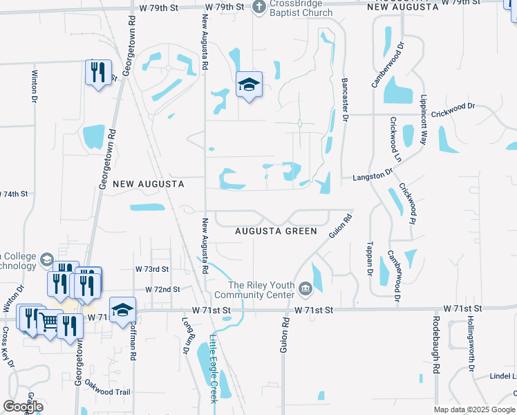 map of restaurants, bars, coffee shops, grocery stores, and more near 4250 Par Drive in Indianapolis
