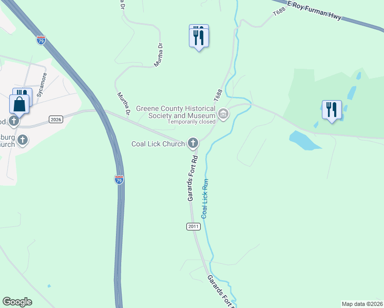 map of restaurants, bars, coffee shops, grocery stores, and more near 2271 Garards Fort Road in Waynesburg