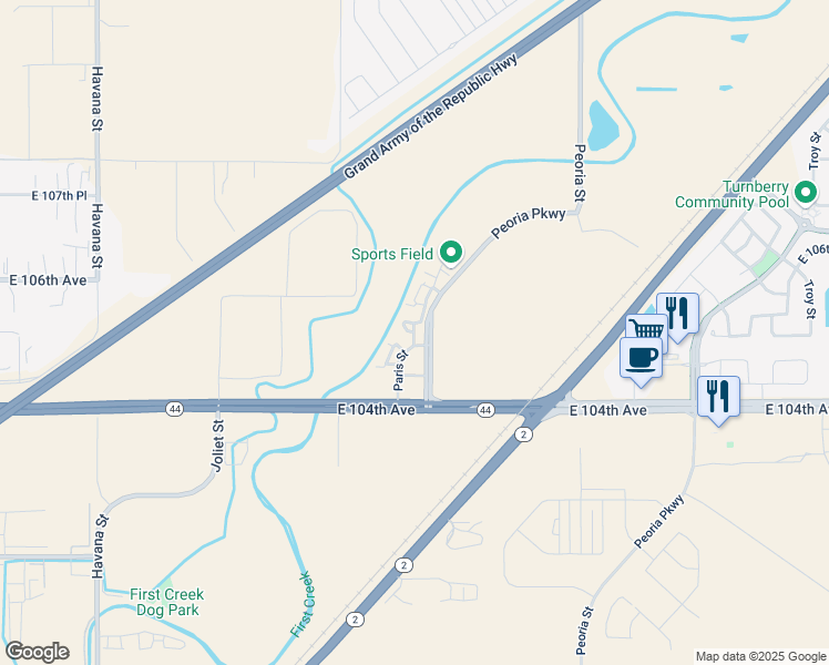 map of restaurants, bars, coffee shops, grocery stores, and more near 10597 Paris Street in Henderson