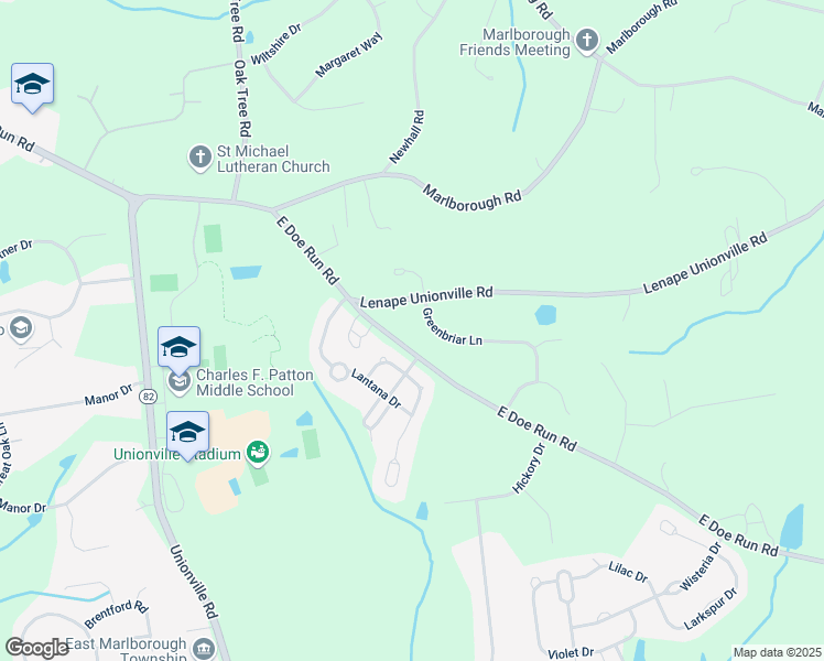 map of restaurants, bars, coffee shops, grocery stores, and more near 14 Greenbriar Lane in Kennett Square