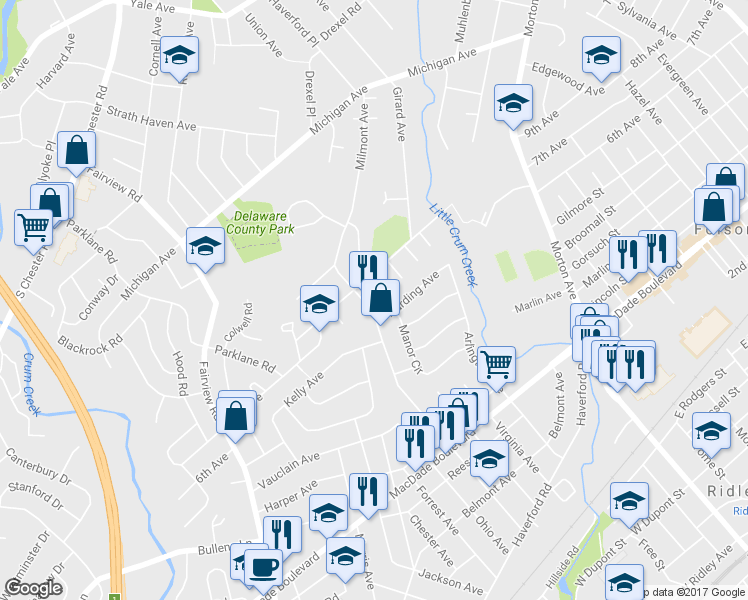 map of restaurants, bars, coffee shops, grocery stores, and more near 608 Milmont Avenue in Folsom