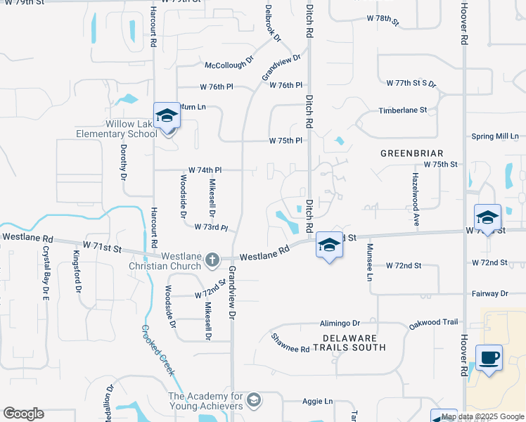 map of restaurants, bars, coffee shops, grocery stores, and more near 1534 Badger Drive in Indianapolis