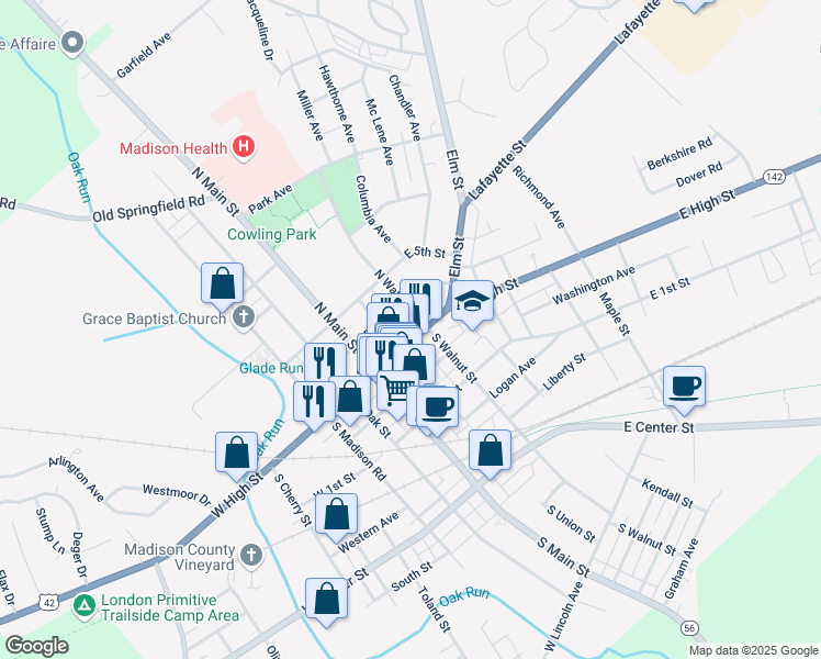 map of restaurants, bars, coffee shops, grocery stores, and more near 44 East 4th Street in London