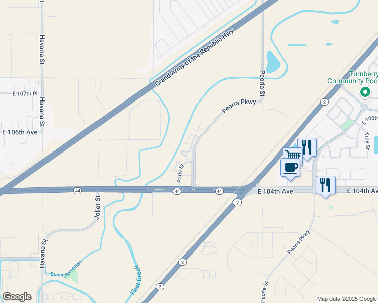 map of restaurants, bars, coffee shops, grocery stores, and more near 10597 Paris Street in Henderson
