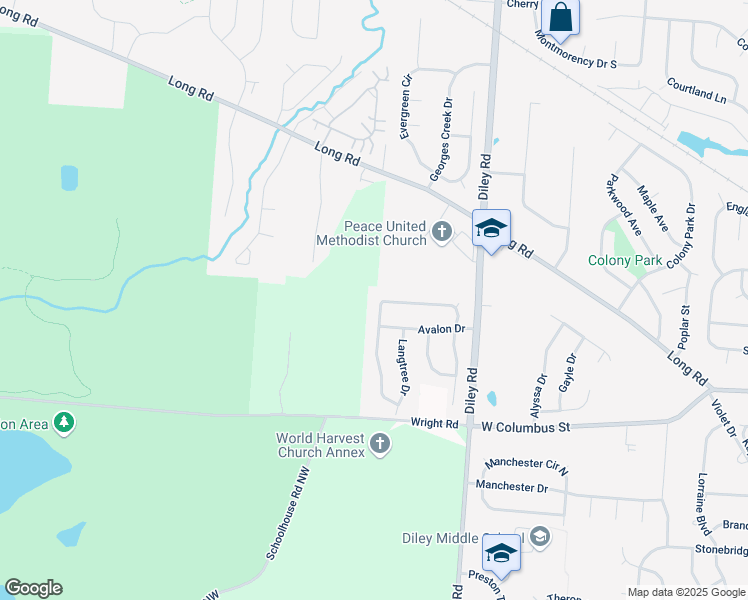 map of restaurants, bars, coffee shops, grocery stores, and more near 139 Knights Bridge Drive West in Pickerington