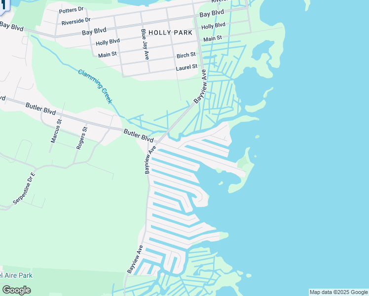 map of restaurants, bars, coffee shops, grocery stores, and more near 223 Butler Boulevard in Berkeley Township