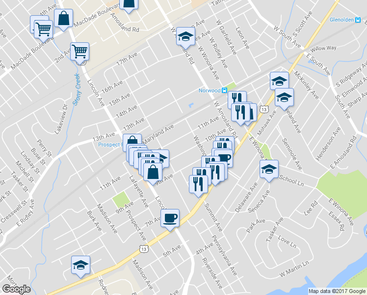 map of restaurants, bars, coffee shops, grocery stores, and more near 629 10th Avenue in Prospect Park