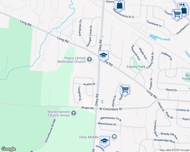 map of restaurants, bars, coffee shops, grocery stores, and more near 139 Knights Bridge Drive West in Pickerington