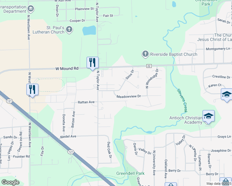 map of restaurants, bars, coffee shops, grocery stores, and more near 1464 Meadowview Drive in Decatur