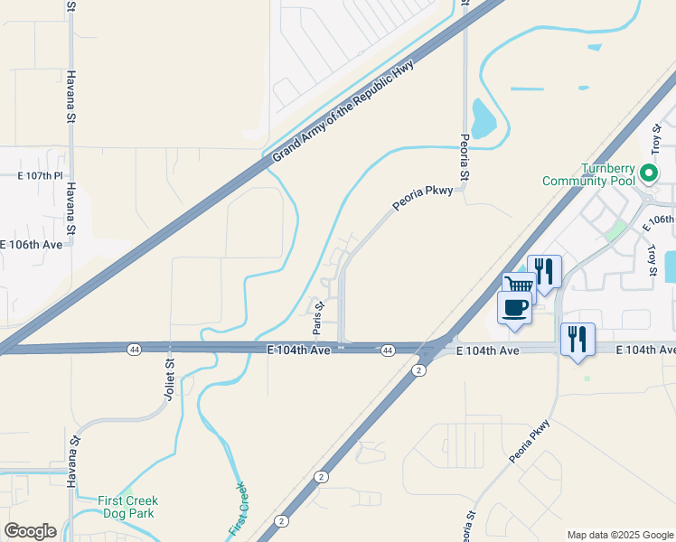 map of restaurants, bars, coffee shops, grocery stores, and more near 10597 Paris Street in Henderson