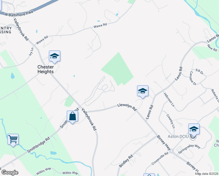 map of restaurants, bars, coffee shops, grocery stores, and more near 10 Asbury Avenue in Glen Mills