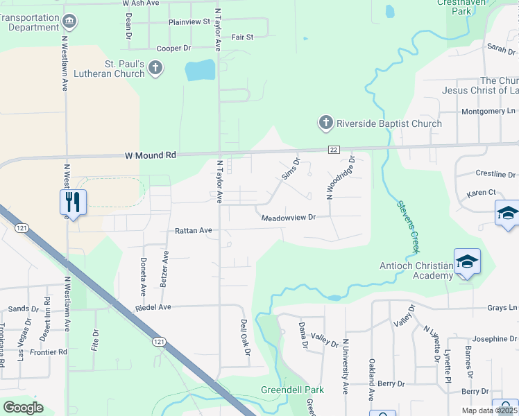 map of restaurants, bars, coffee shops, grocery stores, and more near 1464 Meadowview Drive in Decatur