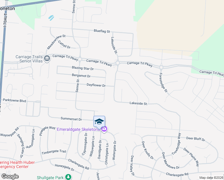 map of restaurants, bars, coffee shops, grocery stores, and more near 9343 Lakeside Street in Tipp City