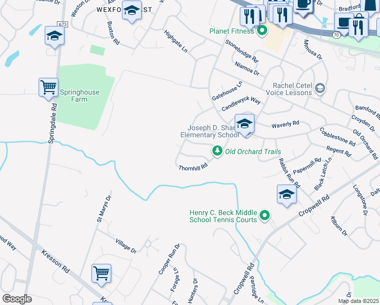 map of restaurants, bars, coffee shops, grocery stores, and more near 5 Ramsgate Road in Cherry Hill