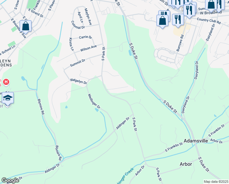 map of restaurants, bars, coffee shops, grocery stores, and more near 720 Mockingbird Drive in Dallastown