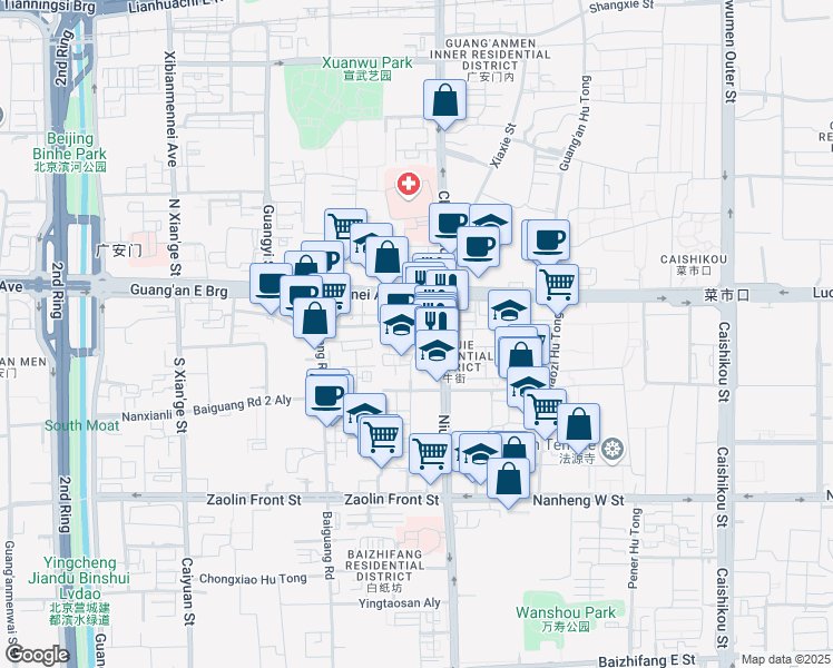 map of restaurants, bars, coffee shops, grocery stores, and more near in Beijing