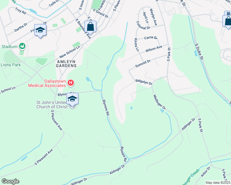 map of restaurants, bars, coffee shops, grocery stores, and more near 754 Ridgelyn Drive in Dallastown