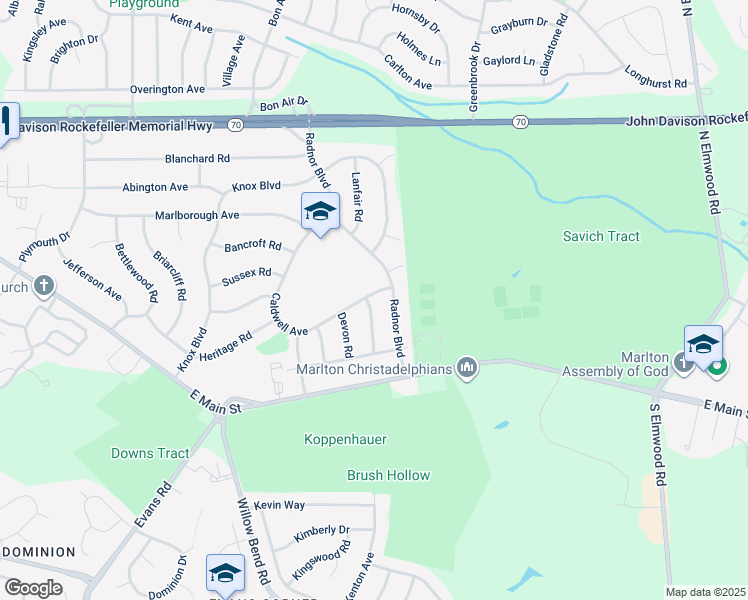 map of restaurants, bars, coffee shops, grocery stores, and more near 7 Caldwell Avenue in Evesham Township