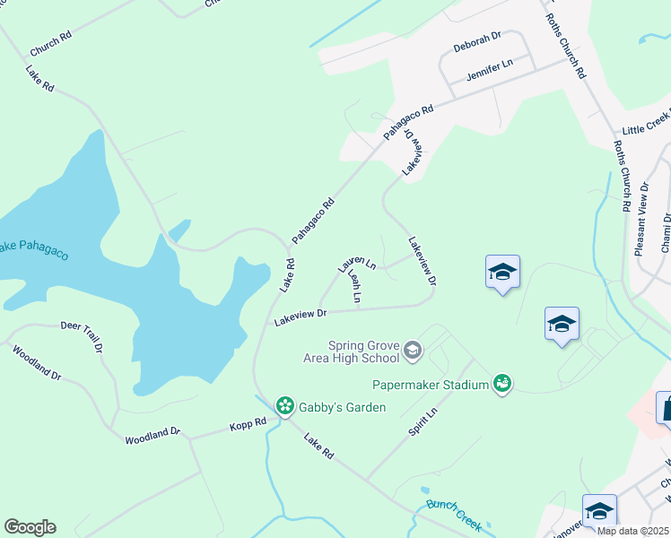 map of restaurants, bars, coffee shops, grocery stores, and more near 6410 Lauren Lane in Spring Grove
