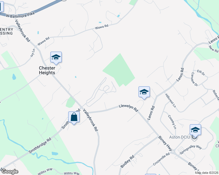 map of restaurants, bars, coffee shops, grocery stores, and more near 10 Asbury Avenue in Glen Mills