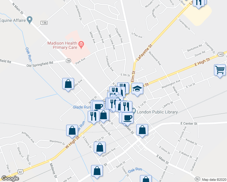 map of restaurants, bars, coffee shops, grocery stores, and more near 43 East 4th Street in London
