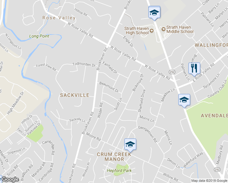 map of restaurants, bars, coffee shops, grocery stores, and more near 211 Beaumont Drive in Nether Providence Township